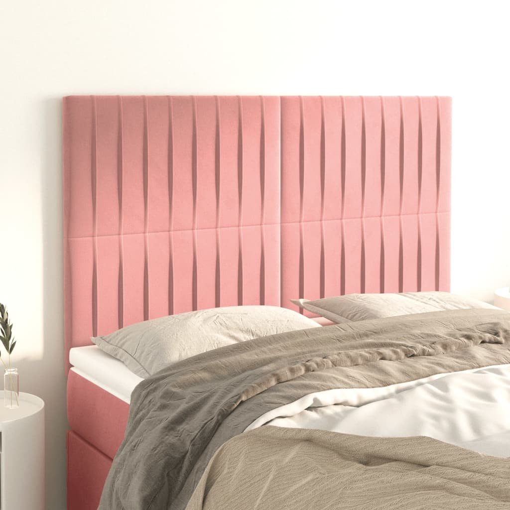 Kopfteile 4 Stk. Rosa 72x5x78/88 cm Samt