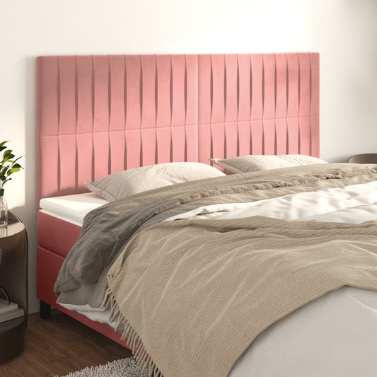 Kopfteile 4 Stk. Rosa 100x5x78/88 cm Samt