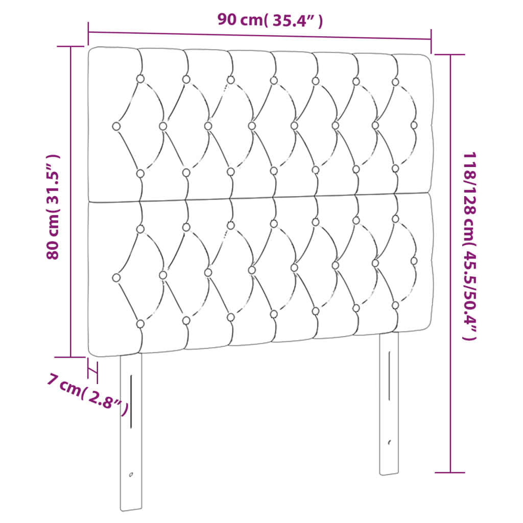 Kopfteile 2 Stk. Dunkelbraun 90x7x78/88 cm Stoff