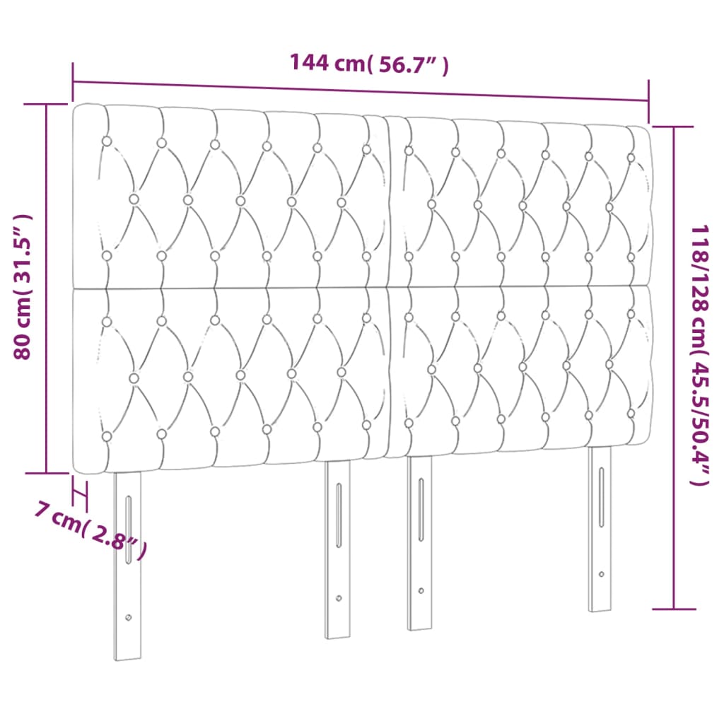 Kopfteile 4 Stk. Hellgrau 72x7x78/88 cm Stoff