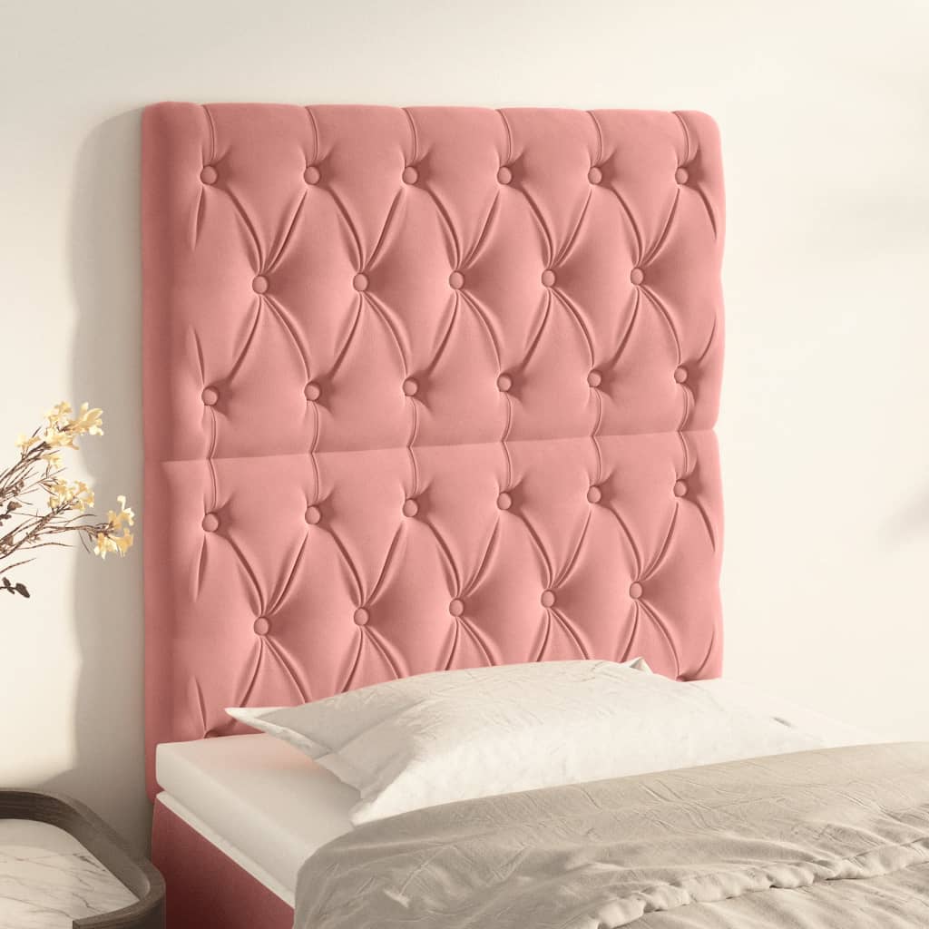 Kopfteile 2 Stk. Rosa 80x7x78/88 cm Samt