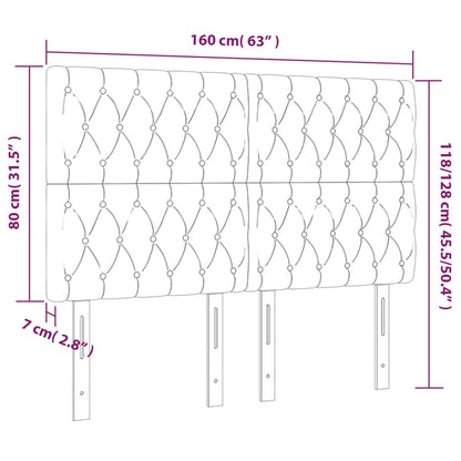 Kopfteile 4 Stk. Hellgrau 80x7x78/88 cm Samt