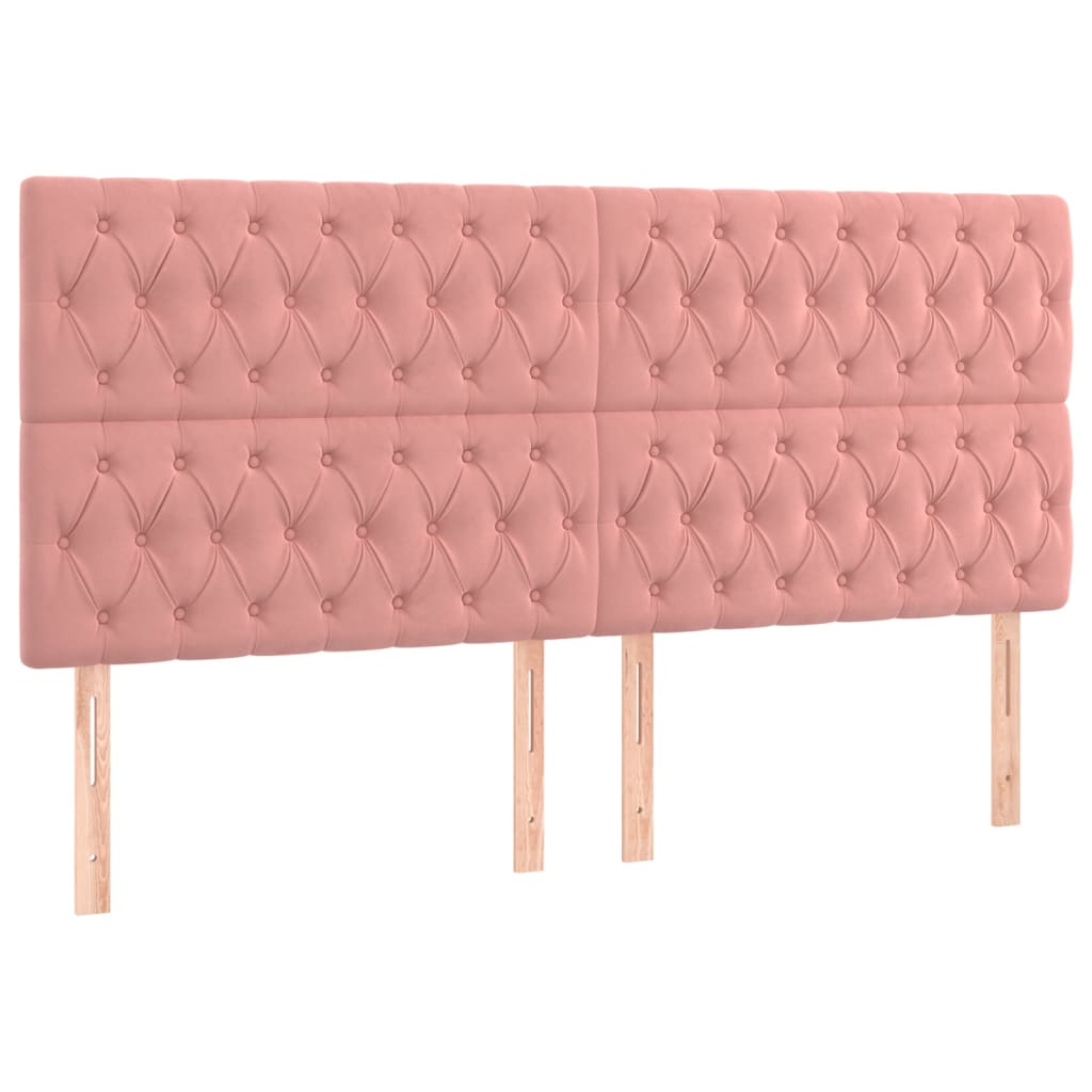 Kopfteile 4 Stk. Rosa 90x7x78/88 cm Samt