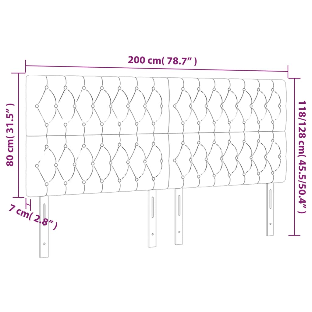 Kopfteile 4 Stk. Dunkelblau 100x7x78/88 cm Samt