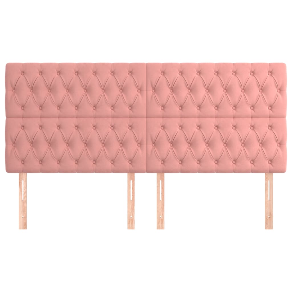 Kopfteile 4 Stk. Rosa 100x7x78/88 cm Samt