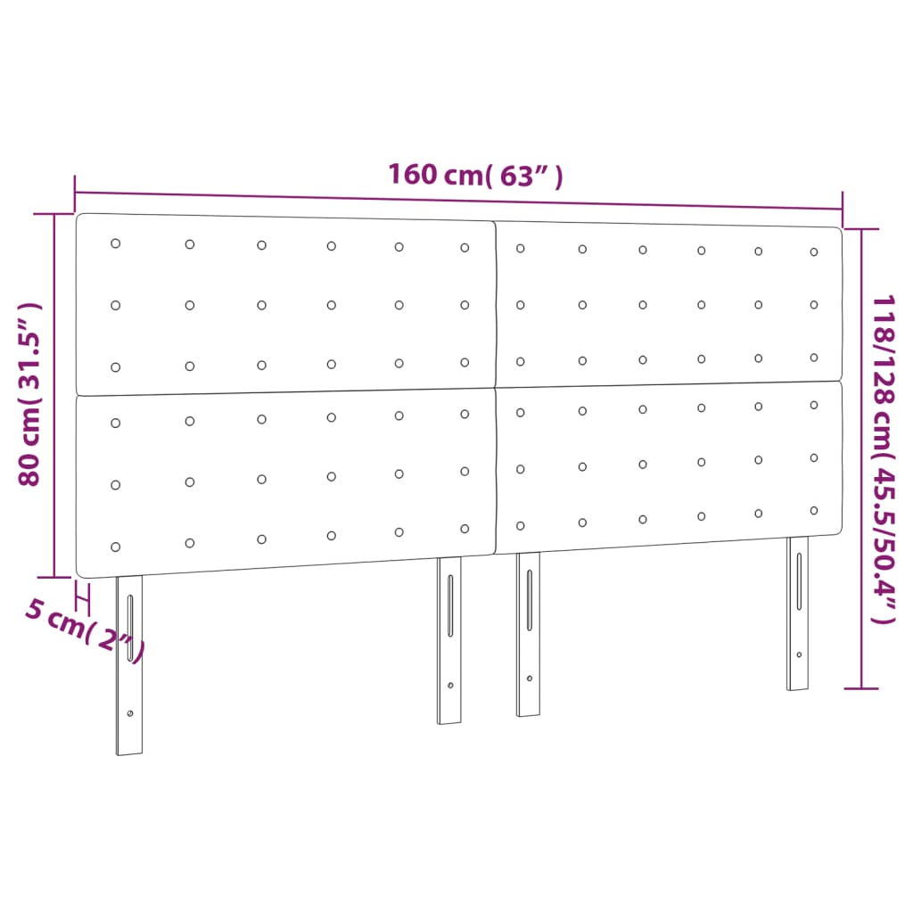 Kopfteile 4 Stk. Dunkelgrau 80x5x78/88 cm Stoff