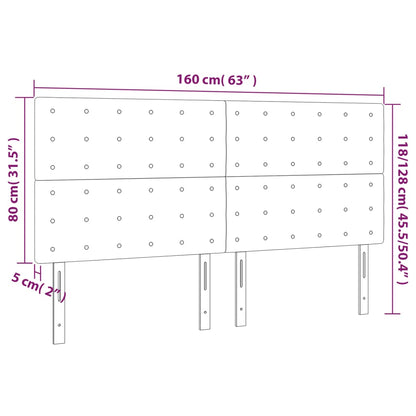 Kopfteile 4 Stk. Dunkelgrau 80x5x78/88 cm Stoff