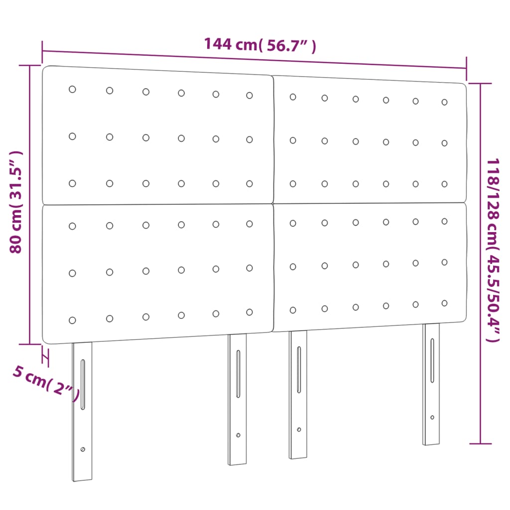 Kopfteile 4 Stk. Dunkelgrün 72x5x78/88 cm Samt