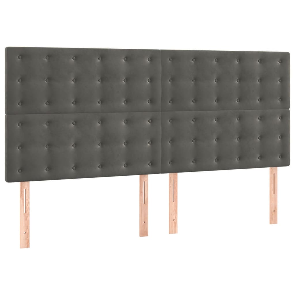 Kopfteile 4 Stk. Dunkelgrau 90x5x78/88 cm Samt