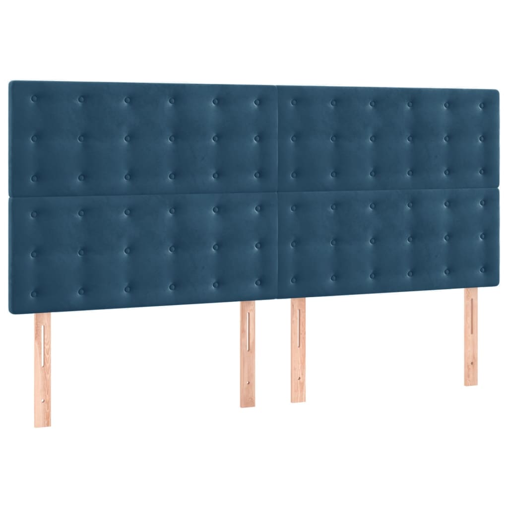 Kopfteile 4 Stk. Dunkelblau 90x5x78/88 cm Samt