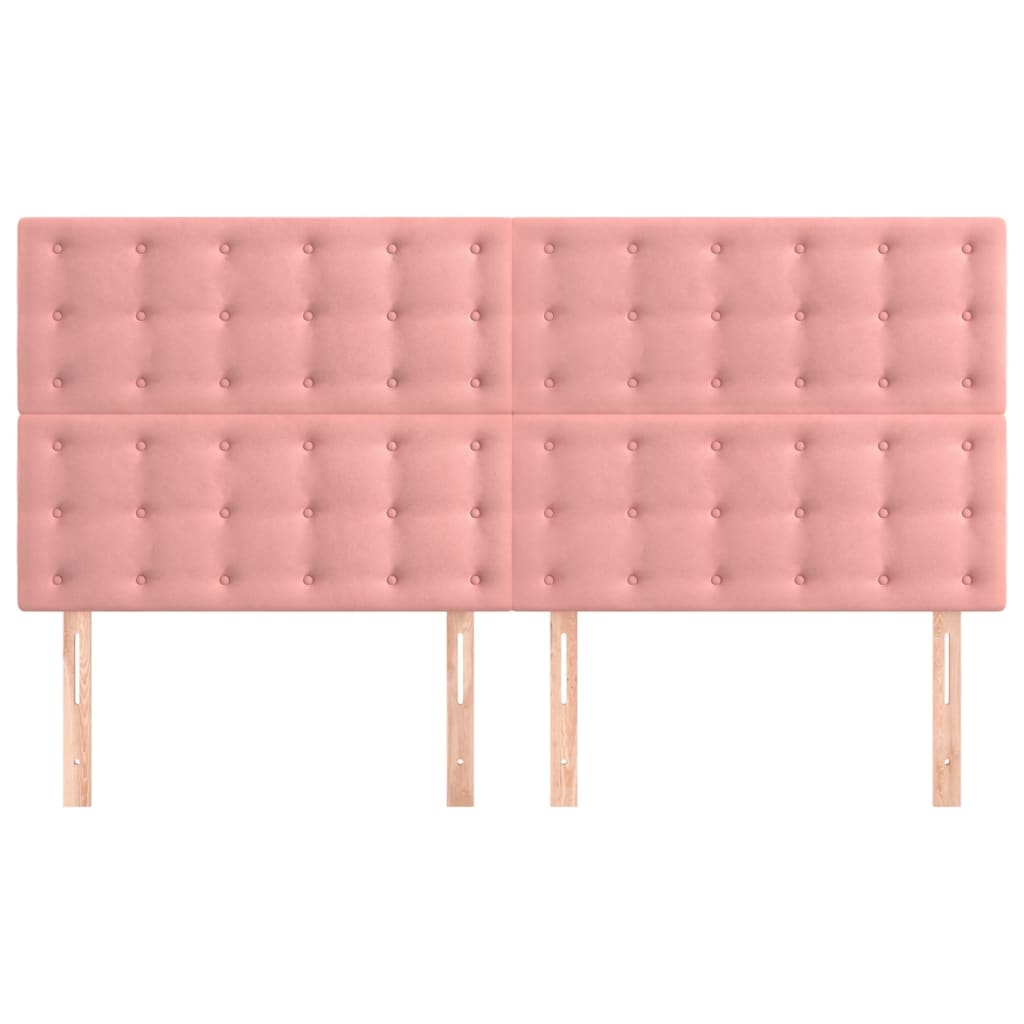 Kopfteile 4 Stk. Rosa 90x5x78/88 cm Samt