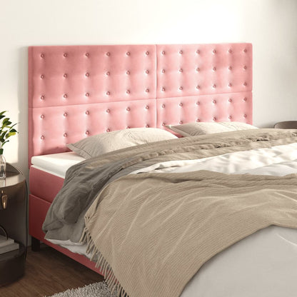 Kopfteile 4 Stk. Rosa 90x5x78/88 cm Samt