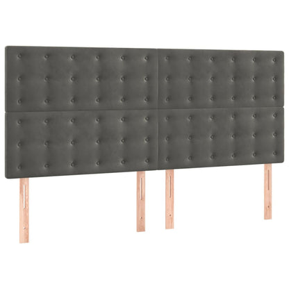 Kopfteile 4 Stk. Dunkelgrau 100x5x78/88 cm Samt