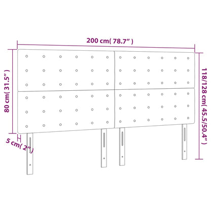 Kopfteile 4 Stk. Dunkelgrau 100x5x78/88 cm Samt