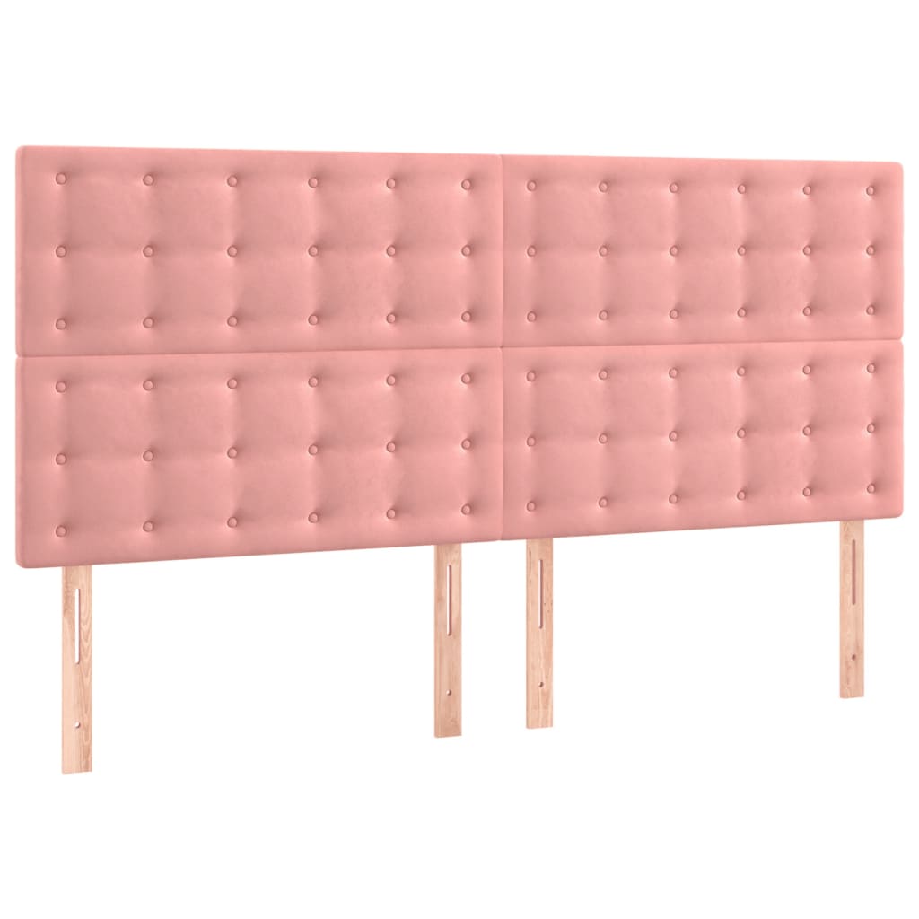 Kopfteile 4 Stk. Rosa 100x5x78/88 cm Samt