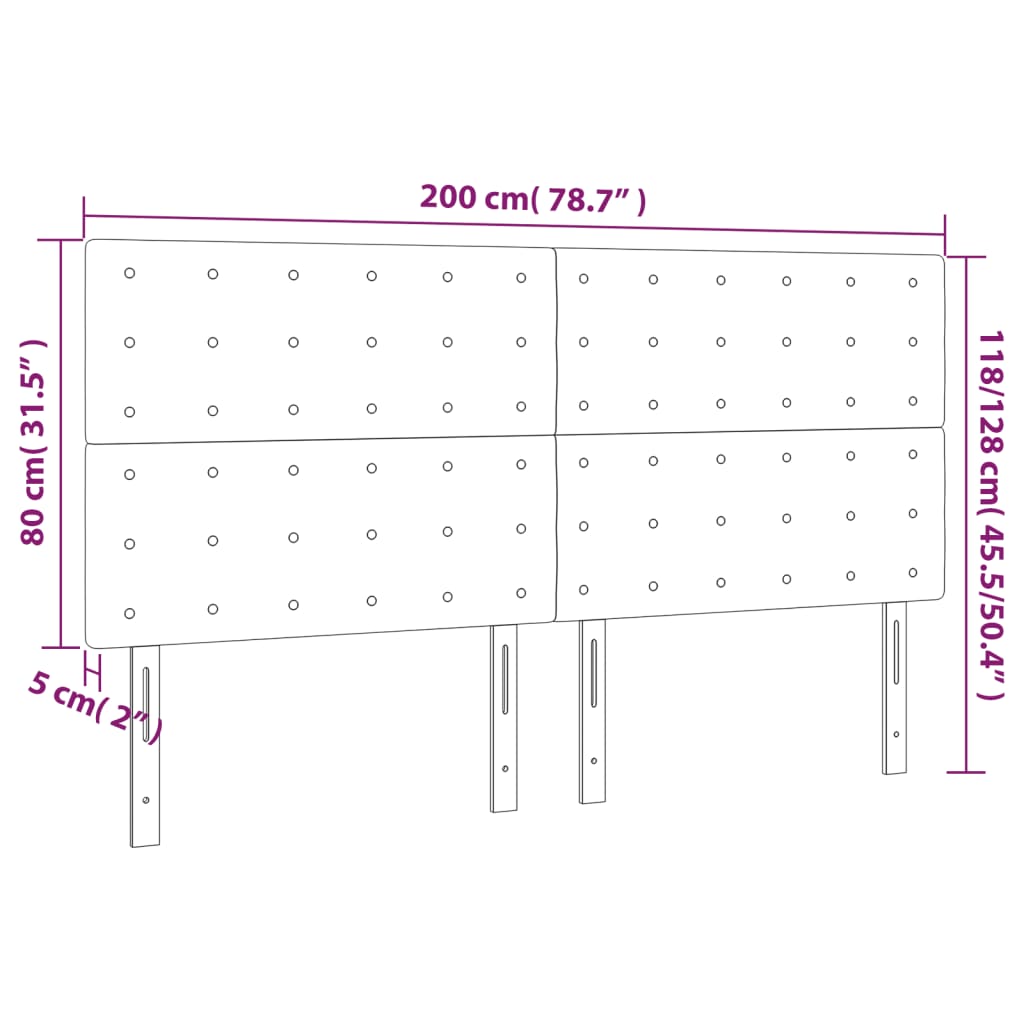 Kopfteile 4 Stk. Rosa 100x5x78/88 cm Samt