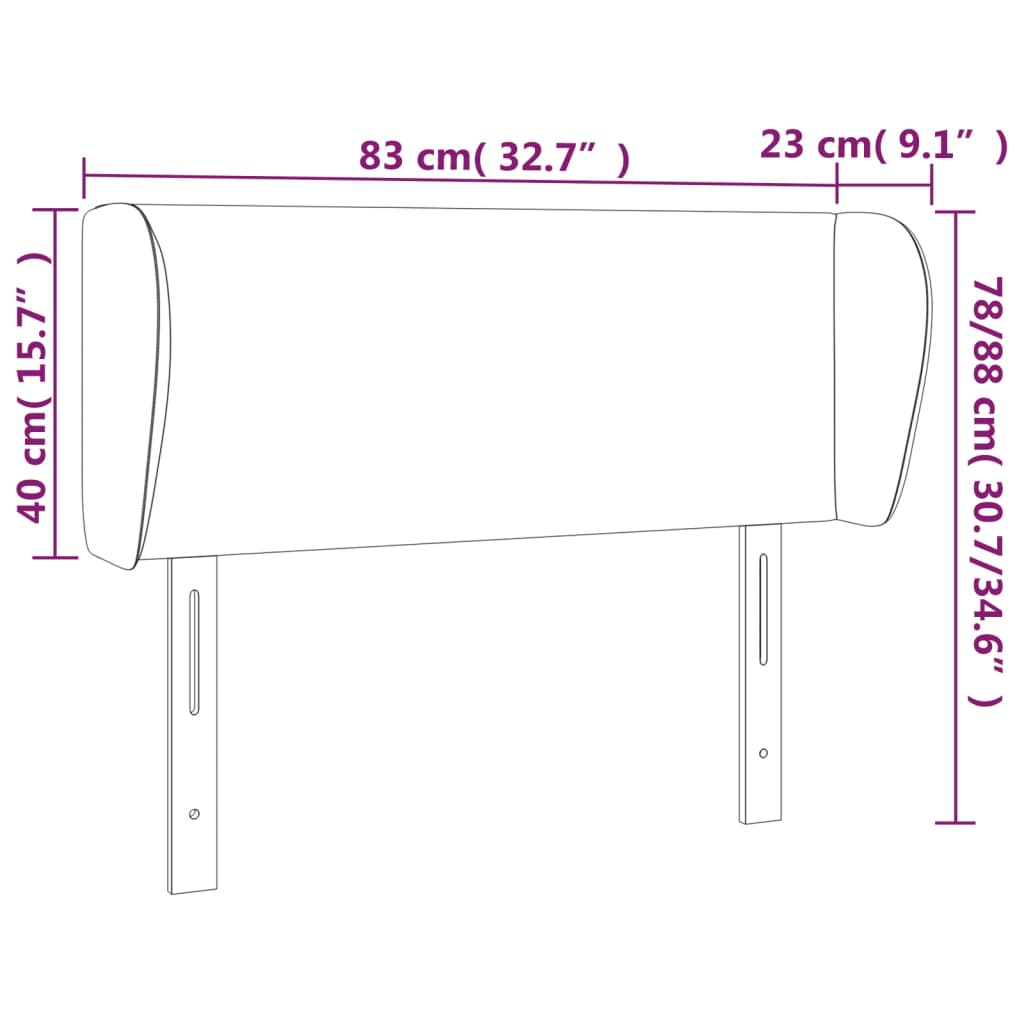 Kopfteil mit Ohren Creme 83x23x78/88 cm Stoff