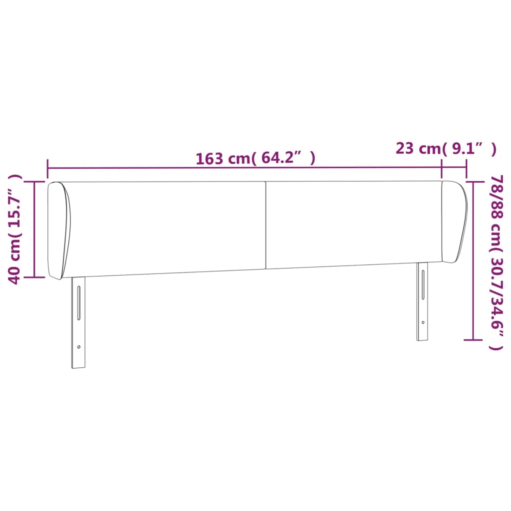 Kopfteil mit Ohren Hellgrau 163x23x78/88 cm Stoff