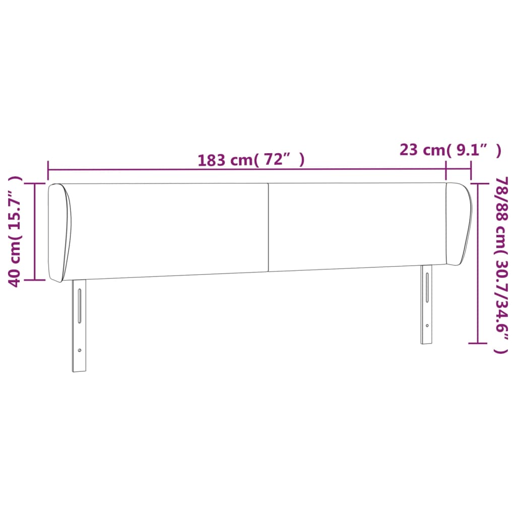 Kopfteil mit Ohren Hellgrau 183x23x78/88 cm Stoff