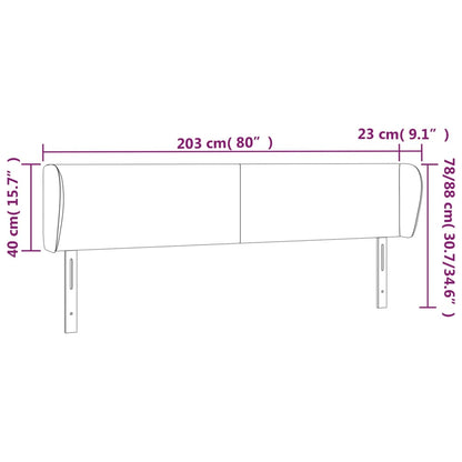 Kopfteil mit Ohren Hellgrau 203x23x78/88 cm Stoff