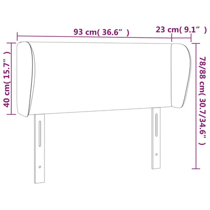 Kopfteil mit Ohren Hellgrau 93x23x78/88 cm Samt