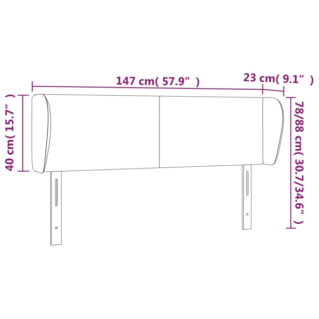 Kopfteil mit Ohren Hellgrau 147x23x78/88 cm Samt