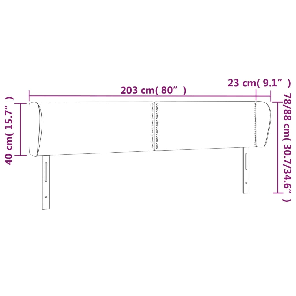 Kopfteil mit Ohren Dunkelbraun 203x23x78/88 cm Stoff