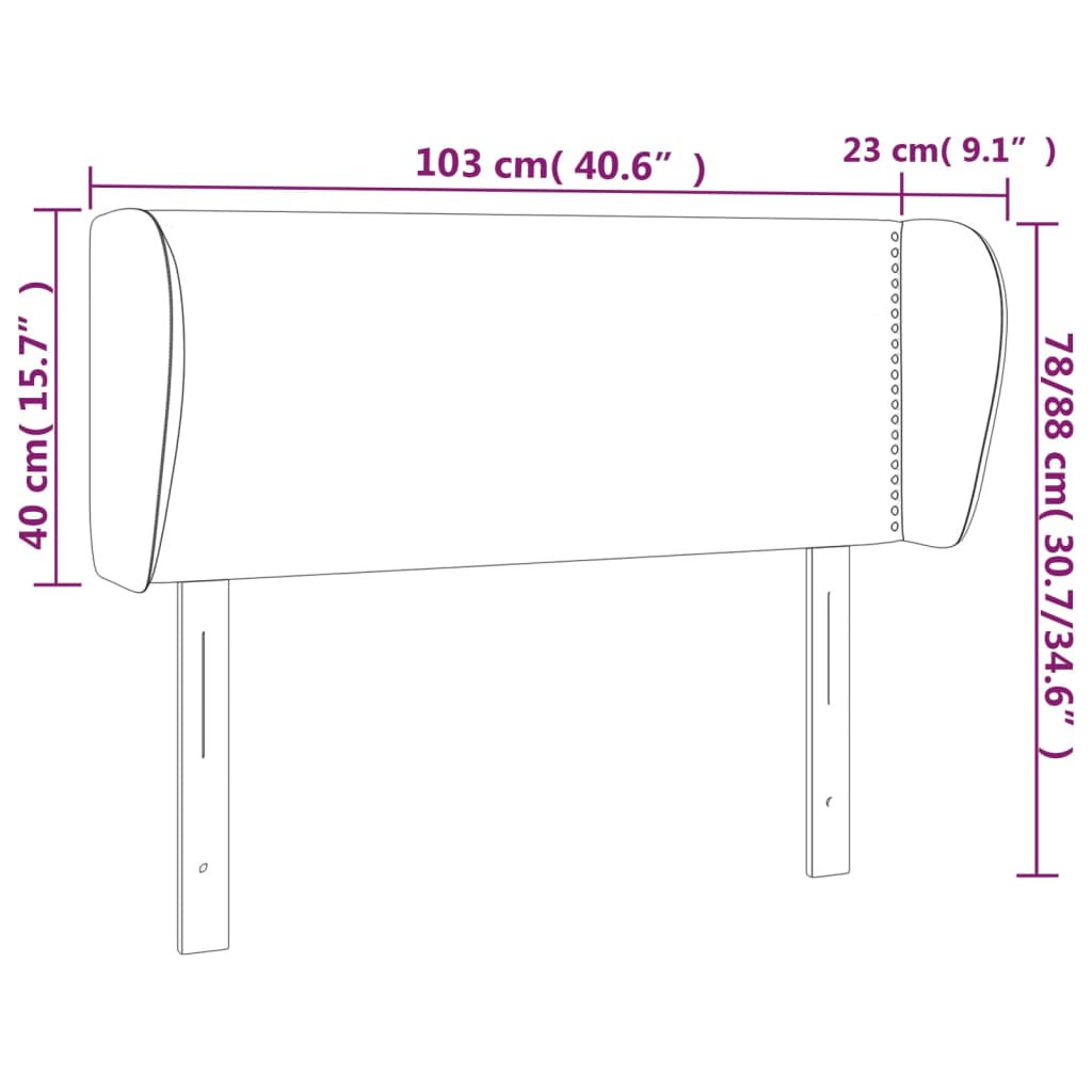 Kopfteil mit Ohren Hellgrau 103x23x78/88 cm Samt