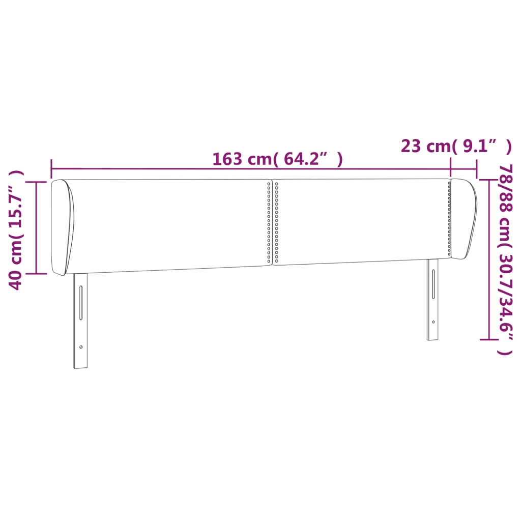 Kopfteil mit Ohren Dunkelblau 163x23x78/88 cm Samt