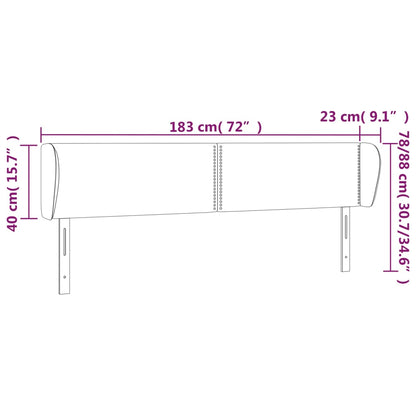 Kopfteil mit Ohren Hellgrau 183x23x78/88 cm Samt