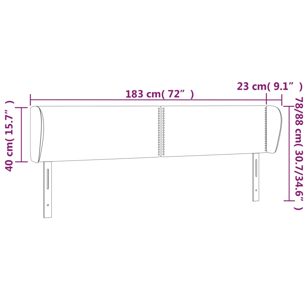 Kopfteil mit Ohren Dunkelblau 183x23x78/88 cm Samt