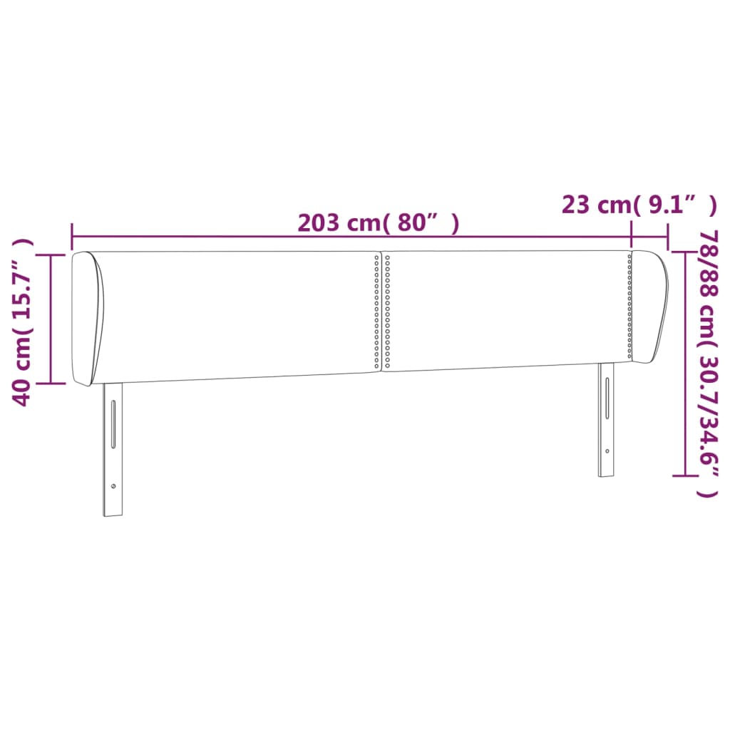 Kopfteil mit Ohren Dunkelgrün 203x23x78/88 cm Samt