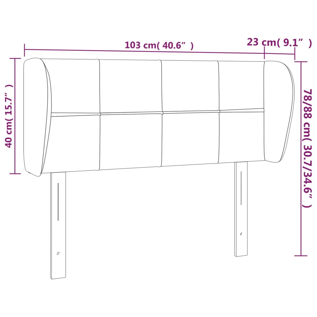 Kopfteil mit Ohren Hellgrau 103x23x78/88 cm Stoff