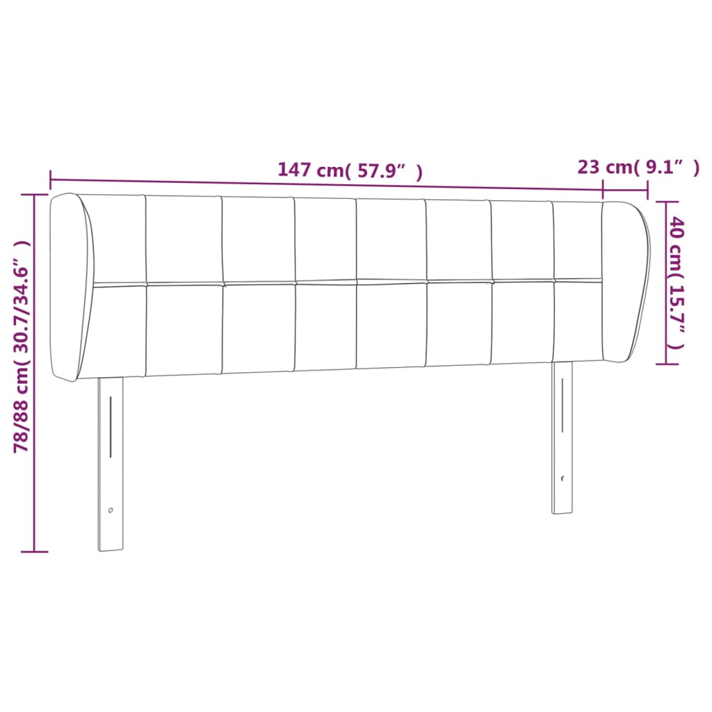 Kopfteil mit Ohren Hellgrau 147x23x78/88 cm Stoff