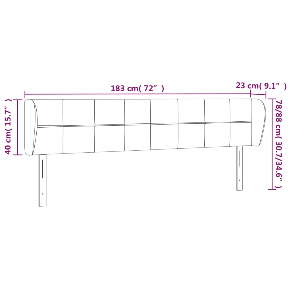 Kopfteil mit Ohren Hellgrau 183x23x78/88 cm Stoff