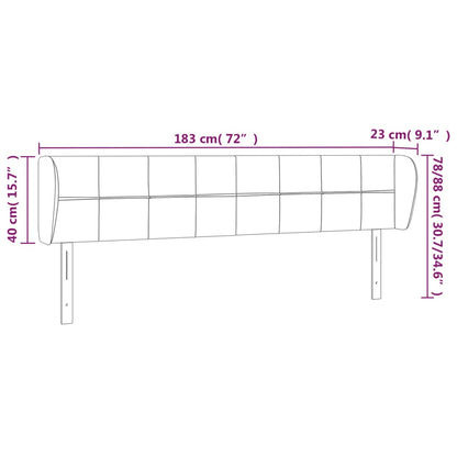 Kopfteil mit Ohren Hellgrau 183x23x78/88 cm Stoff