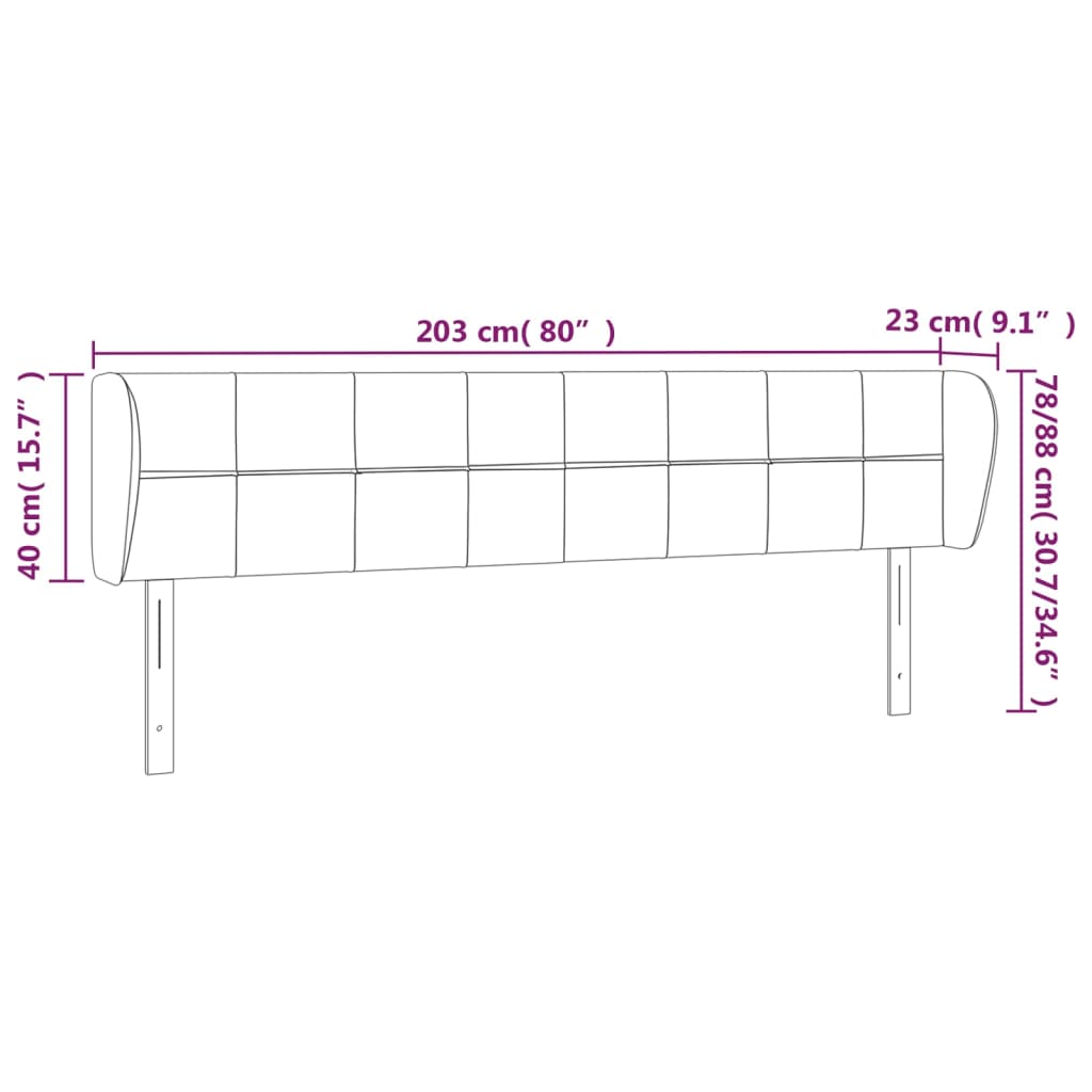 Kopfteil mit Ohren Hellgrau 203x23x78/88 cm Stoff