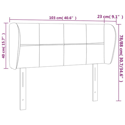 Kopfteil mit Ohren Hellgrau 103x23x78/88 cm Samt