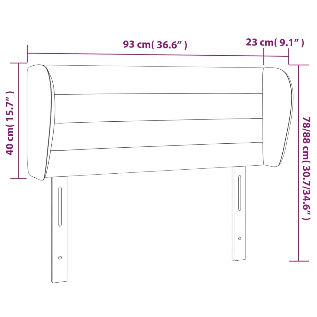 Kopfteil mit Ohren Creme 93x23x78/88 cm Stoff