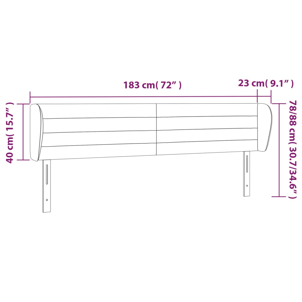 Kopfteil mit Ohren Dunkelgrau 183x23x78/88 cm Stoff