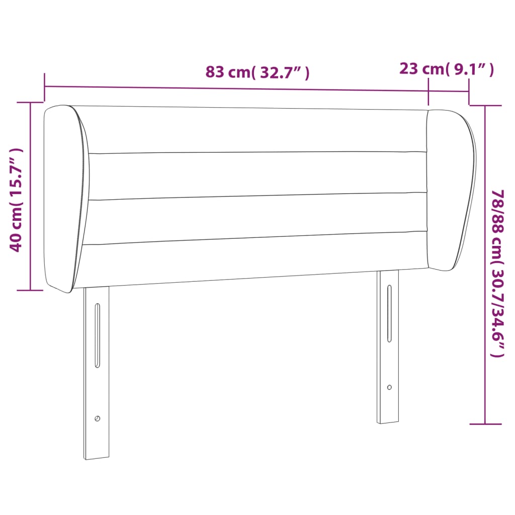 Kopfteil mit Ohren Dunkelgrau 83x23x78/88 cm Samt