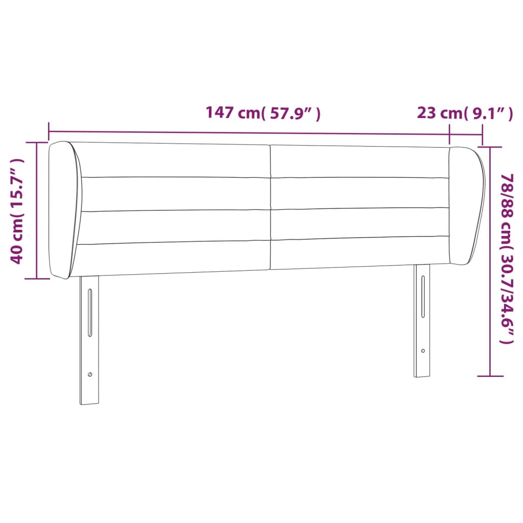 Kopfteil mit Ohren Dunkelgrau 147x23x78/88 cm Samt