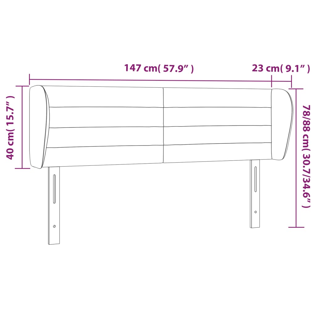 Kopfteil mit Ohren Rosa 147x23x78/88 cm Samt