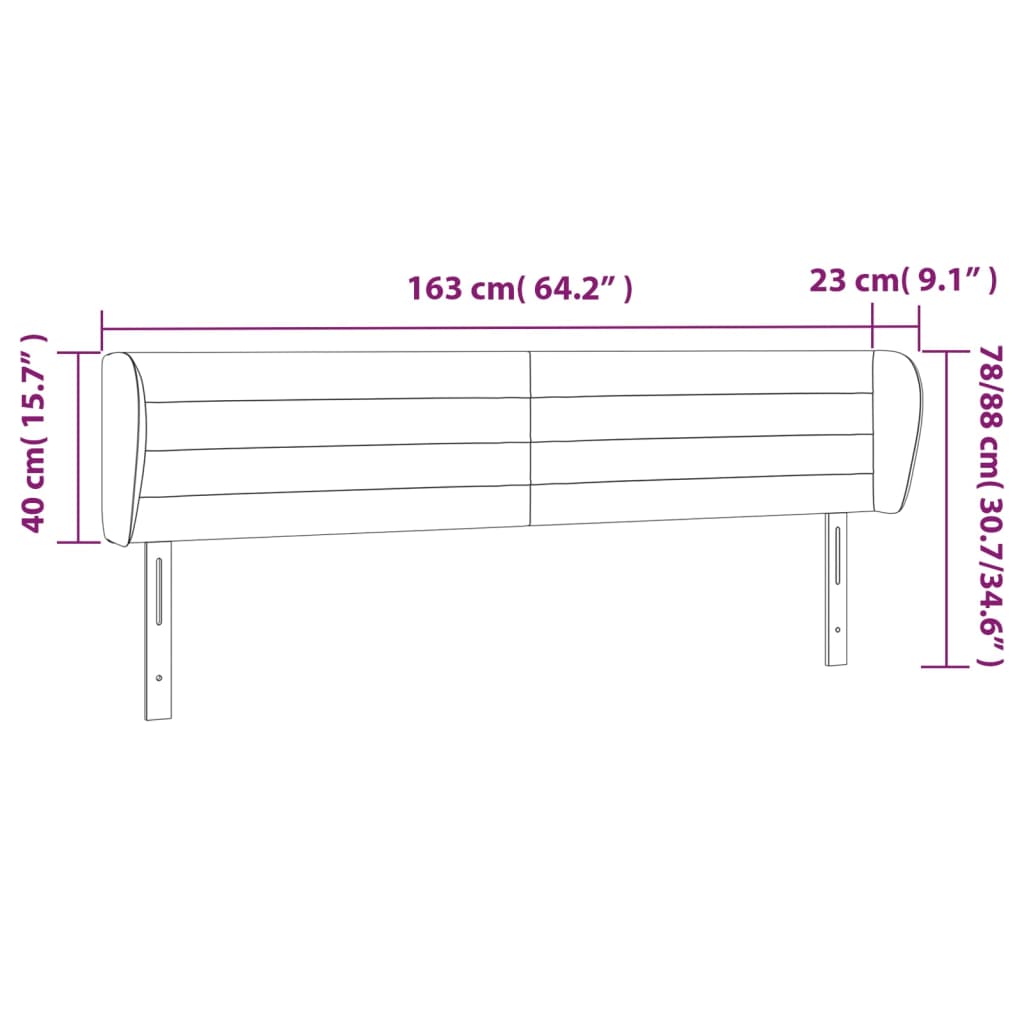 Kopfteil mit Ohren Rosa 163x23x78/88 cm Samt