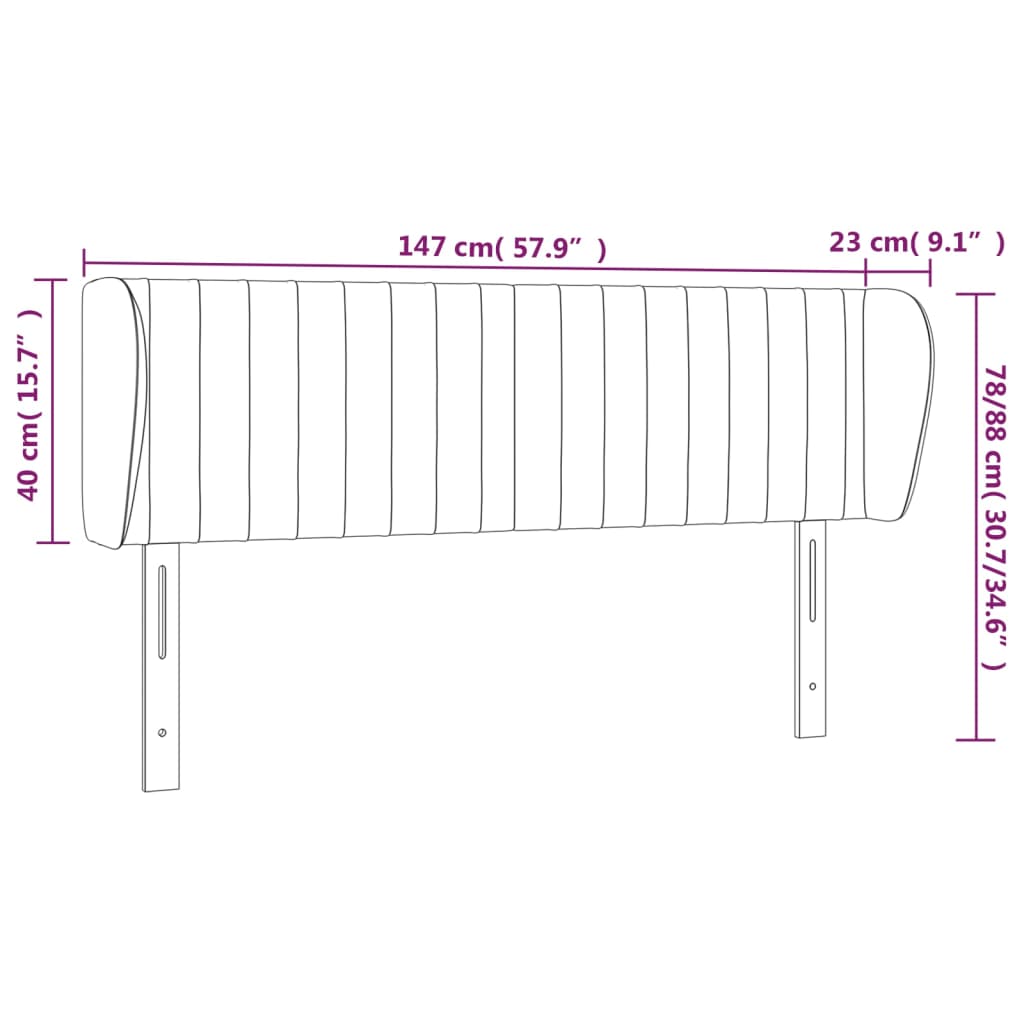 Kopfteil mit Ohren Dunkelgrau 147x23x78/88 cm Stoff