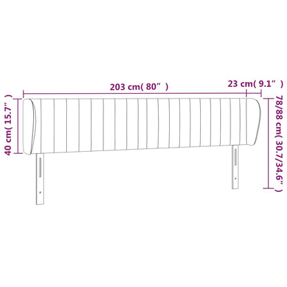 Kopfteil mit Ohren Hellgrau 203x23x78/88 cm Stoff