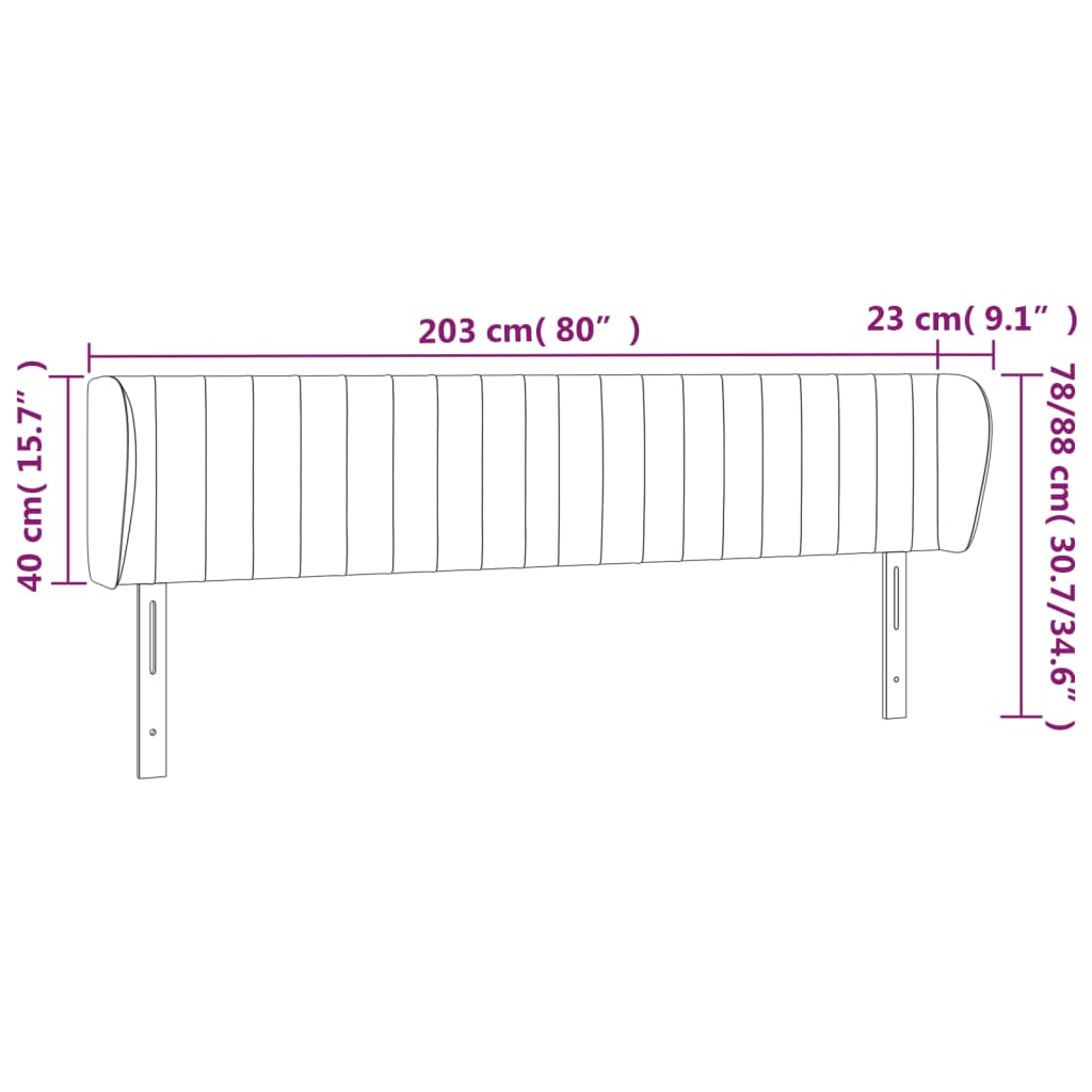 Kopfteil mit Ohren Dunkelbraun 203x23x78/88 cm Stoff