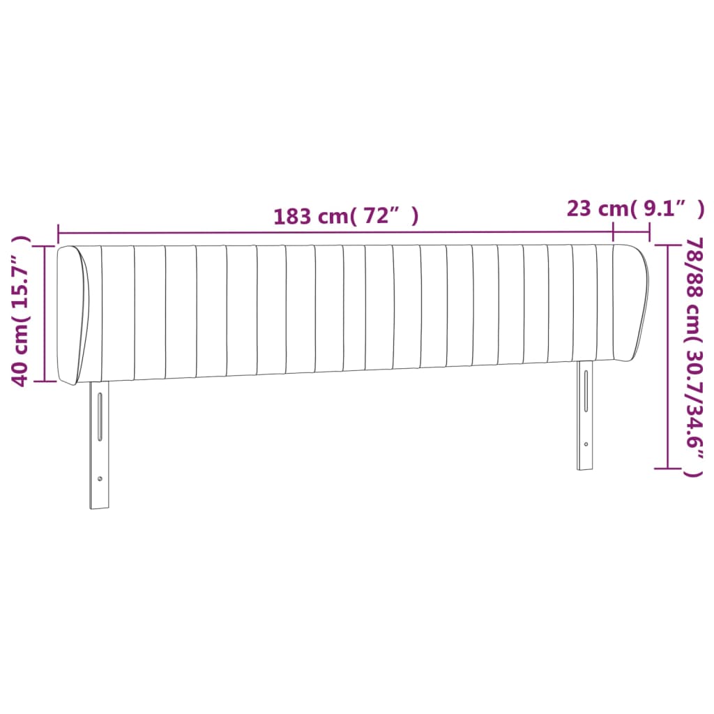 Kopfteil mit Ohren Dunkelgrau 183x23x78/88 cm Samt