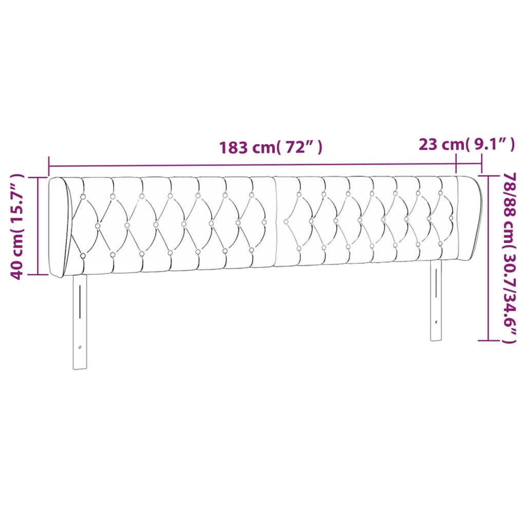 Kopfteil mit Ohren Dunkelbraun 183x23x78/88 cm Stoff