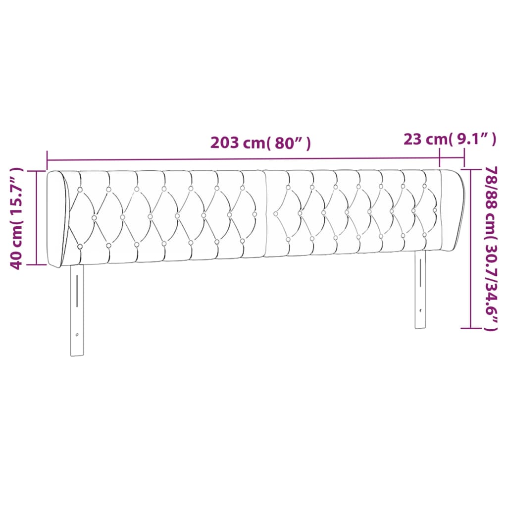 Kopfteil mit Ohren Dunkelbraun 203x23x78/88 cm Stoff